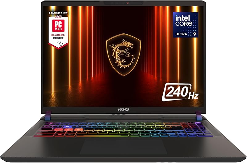 MSI Vector 16 HX AI Gaming Laptop Front View