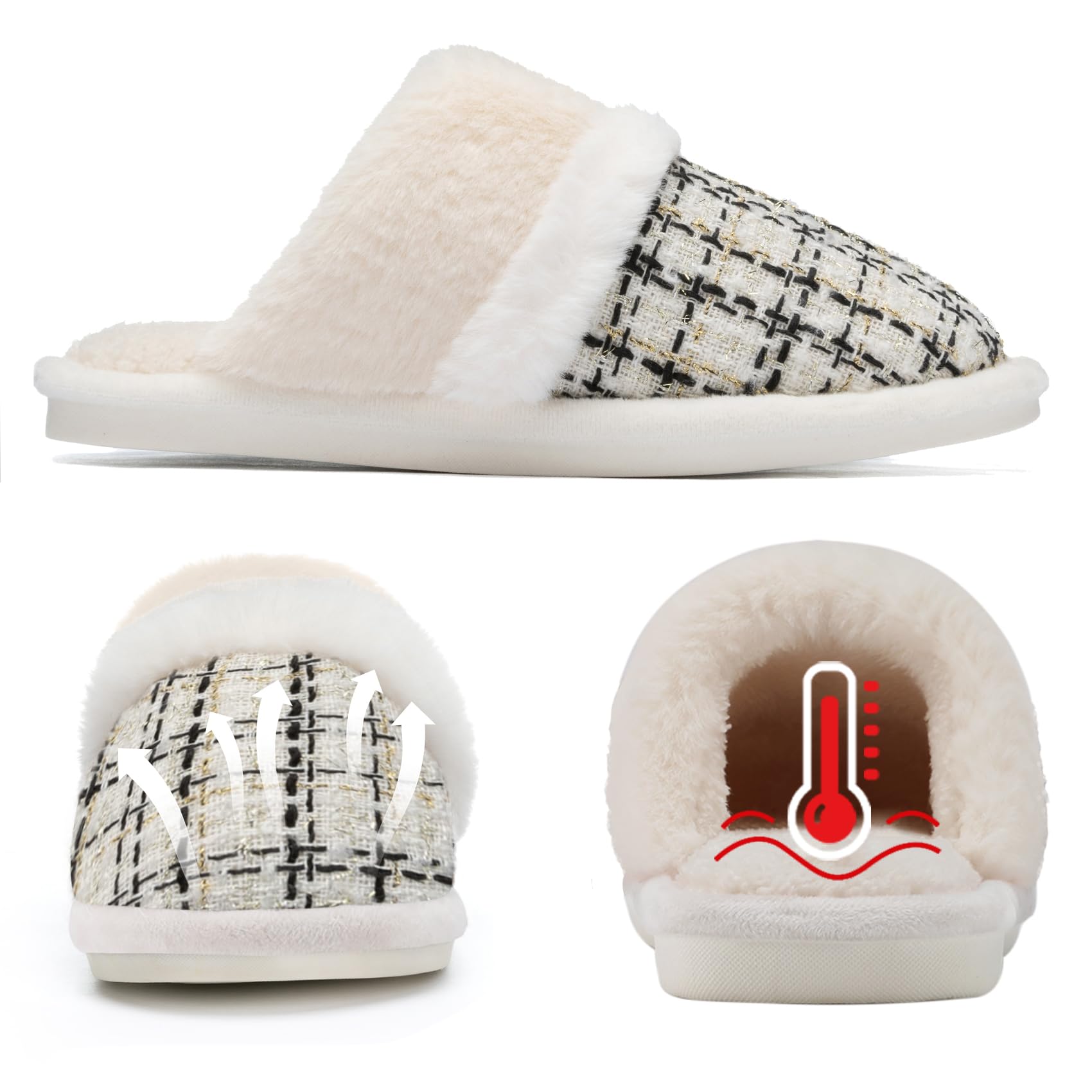 GOEWY Pantofole Donna Uomo Invernali Peluche Ciabatte Comode Casa Calde Scarpe da Casa Antiscivolo Memoria Schiuma Slippers Antiscivolo Suola Scarpe Interno Esterno