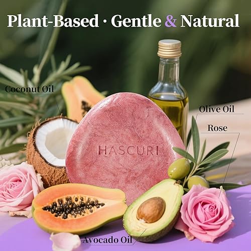 Miniatura 9 de Barra de champú Natural Rose, fórmula a base de plantas con aceite de coco, aceite de aguacate y extractos de rosa, sin SLS, 2.54 oz