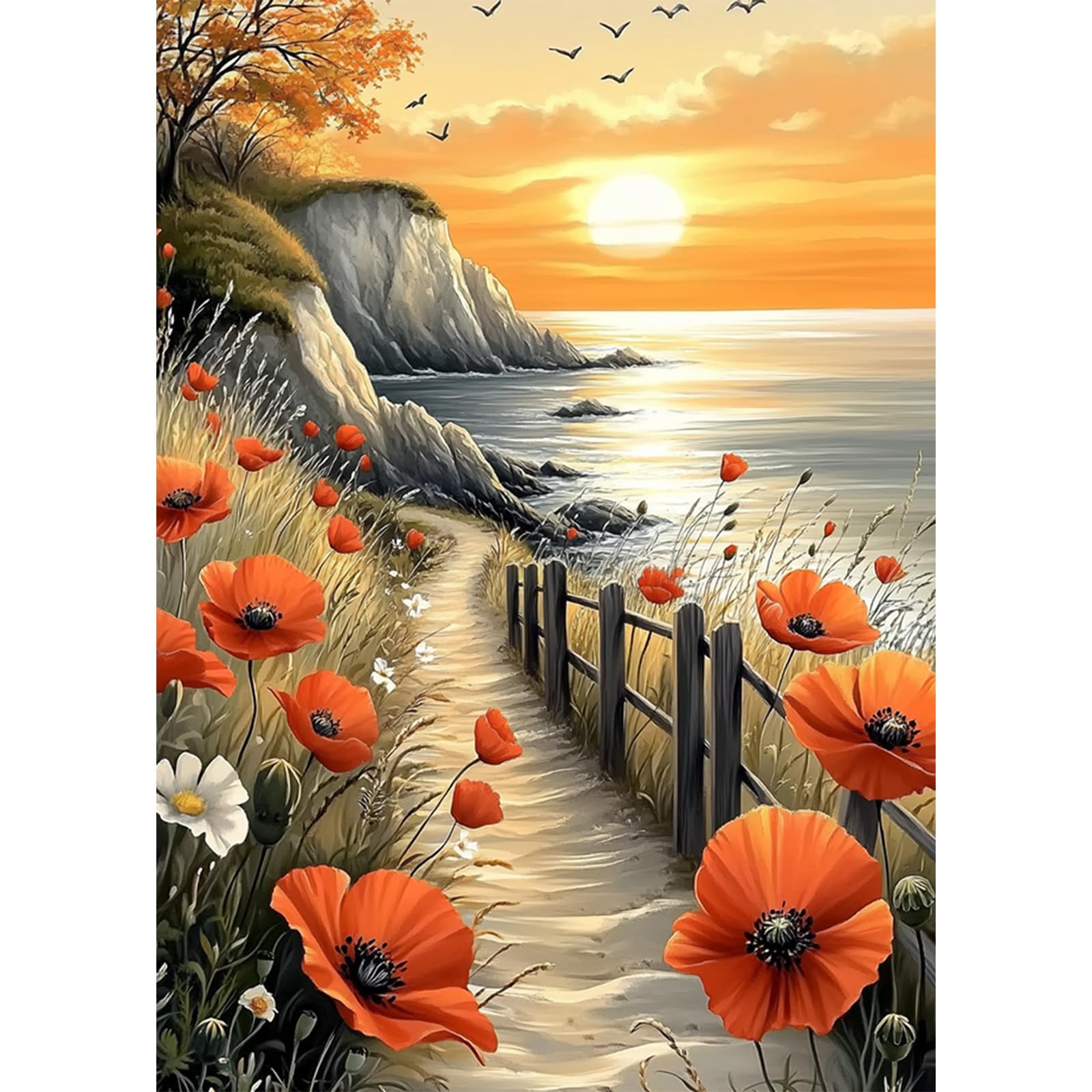 KEYIFA Diamond Painting Set Frau & Blumen – 5D Vollbohrer, 30x40 Cm, Inkl. Leinwand, Diamanten & Zubehör