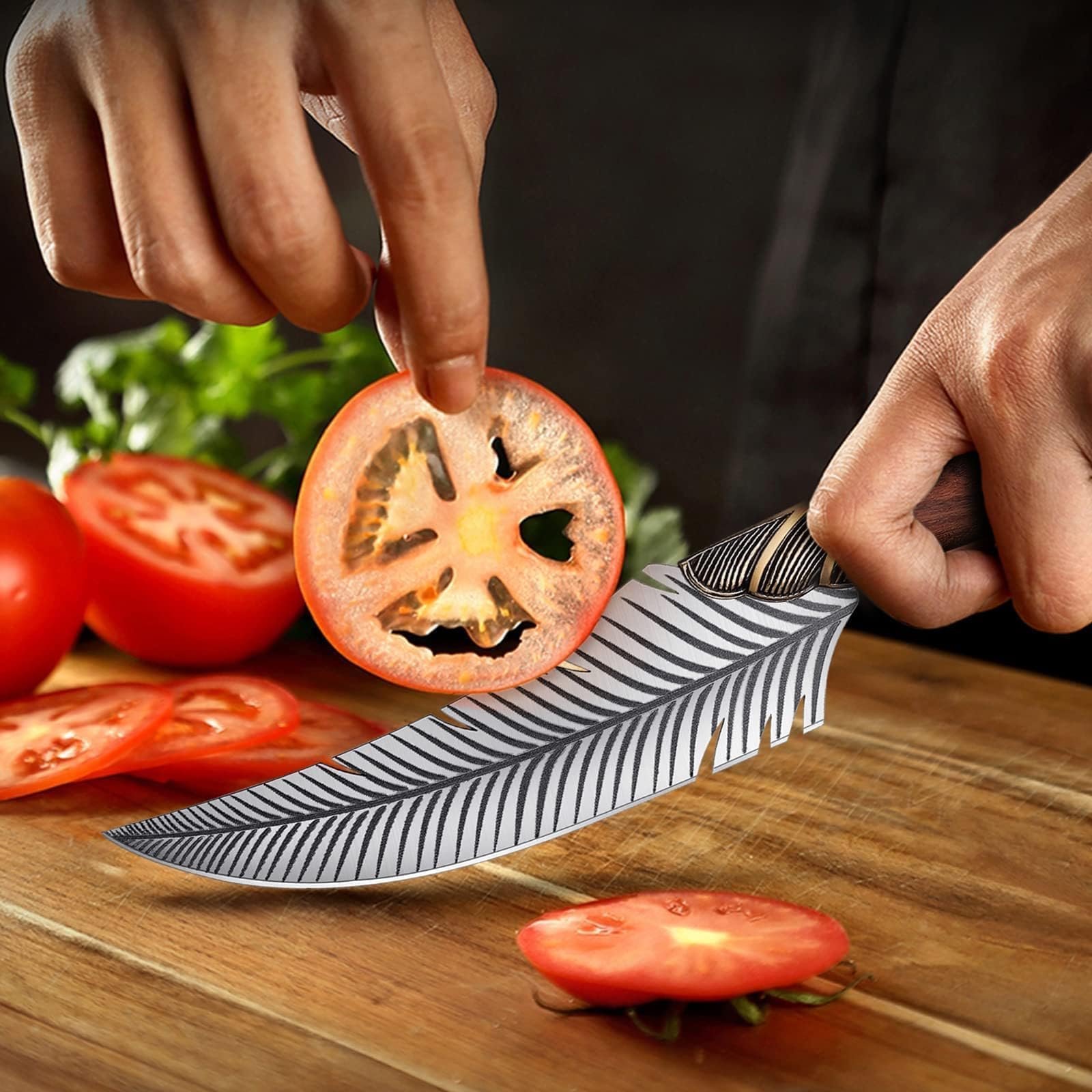 Dream Reach Feather Viking Boning Knife, 6 Inch Professional Viking Knife Meat Cleaver Full Tang with Sheath Gift Box for Outdoor Camping Thanksgiving Christmas Gifts for Men Women