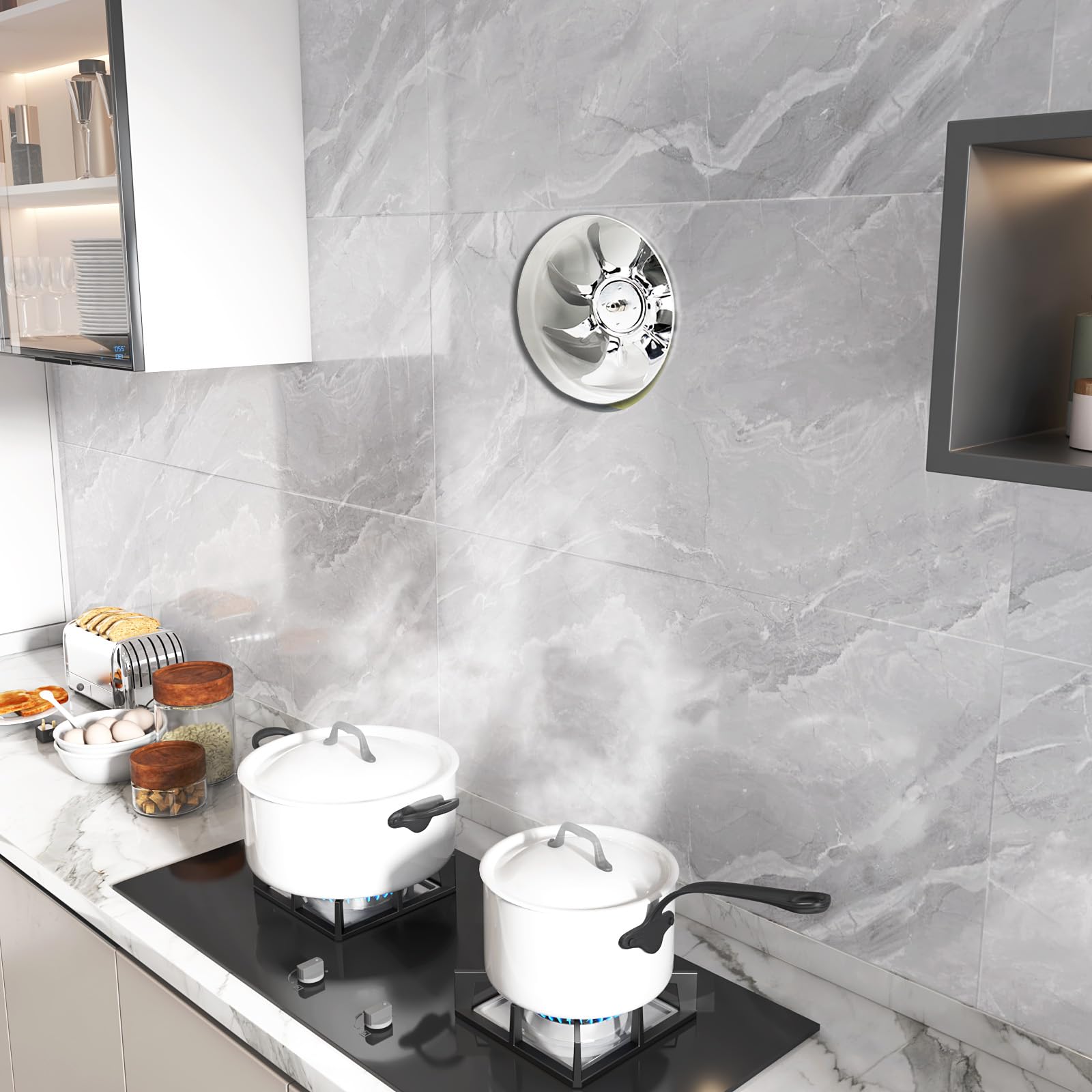 Ventilatore a tubo, 8", in ingresso/scarico, 200 mm, per bagno, cucina, bianco