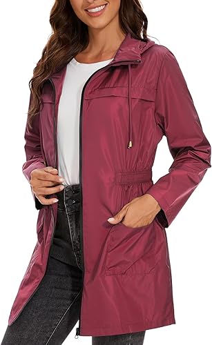 Miniatura 2 de Zando Chaquetas de lluvia para mujer, abrigos impermeables para mujer, chaqueta rompevientos con capucha para mujer
