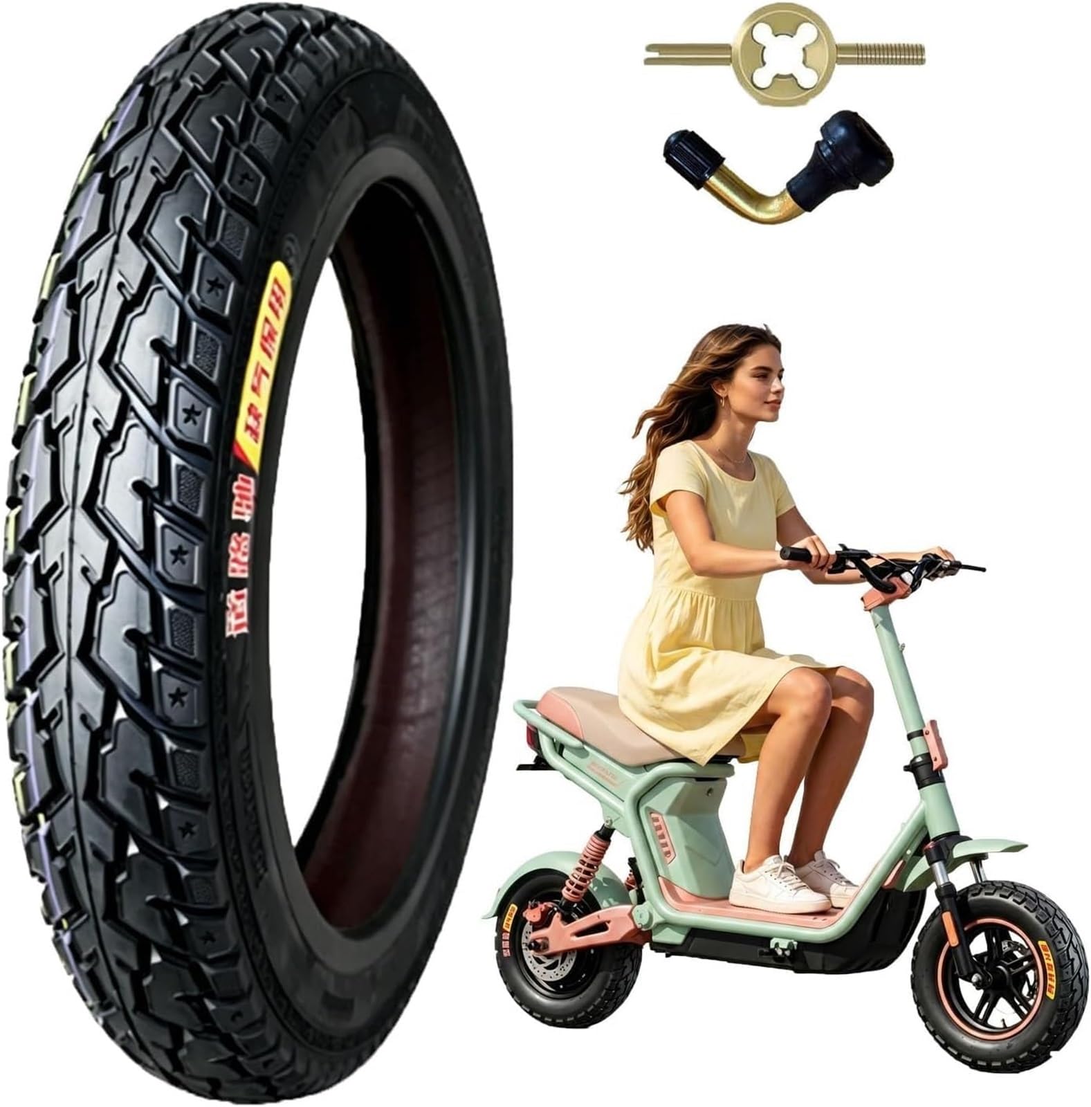 Pneu 14 x 2,125 | Pneu for vélo électrique 14 Pouces | Tubeless 14 x 2,125 | Pneu renforcé épais, résistant aux crevaisons et à l'abrasion | Pneu tubeless for vélo électrique