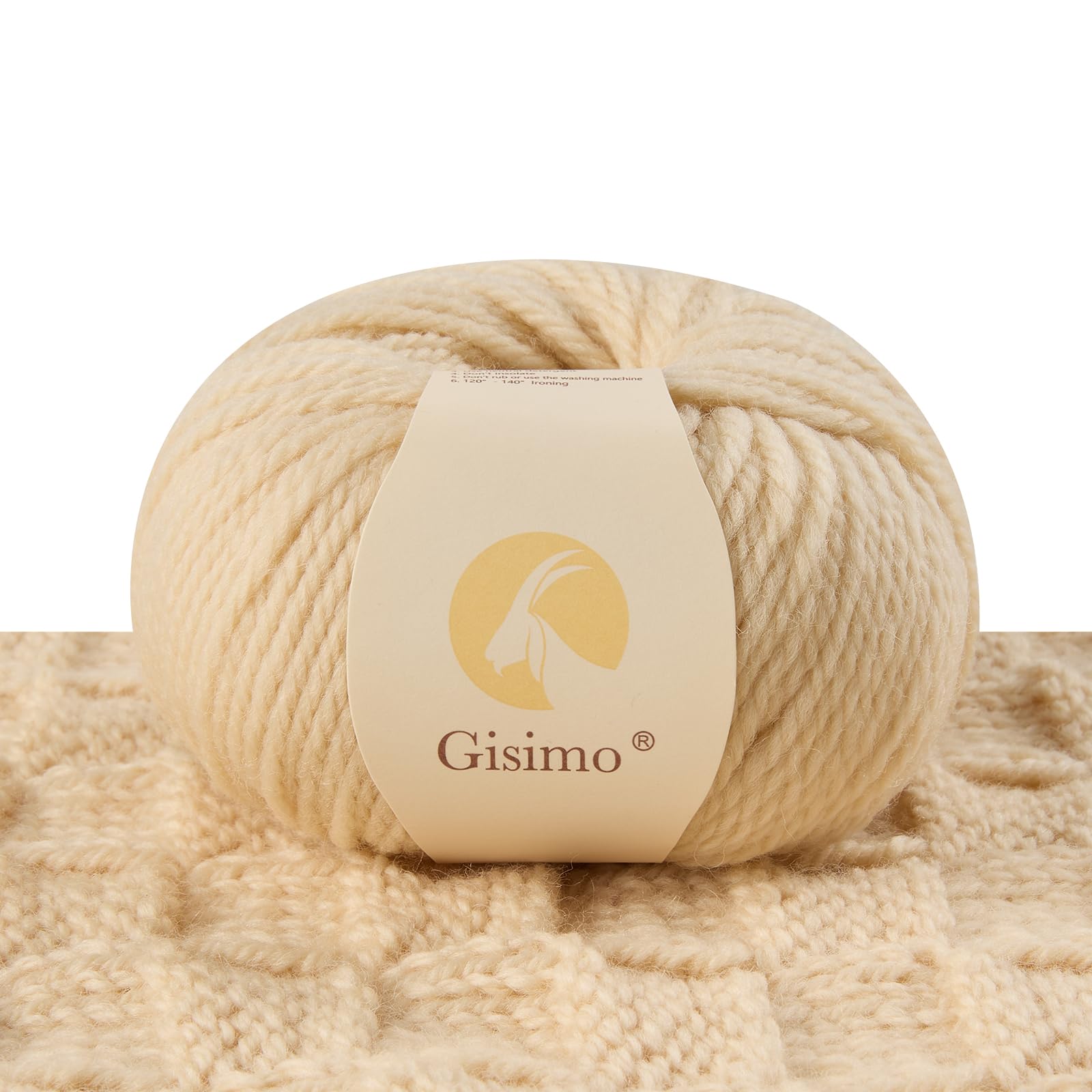 100% Merino Wool Yarn 3-Ply Luxurious and Soft Yarn for Hand Knitting &amp; Crocheting (Apricot,1Ball)