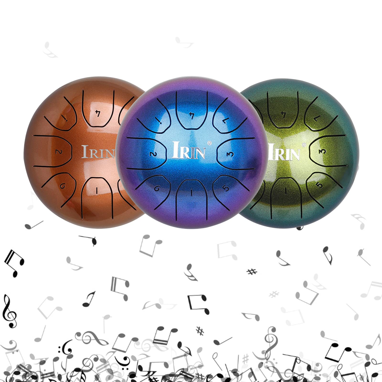 Tambour à langue en acier 14 cm 8 tons C clés avec sac de baguettes, instrument de percussion pour yoga, tambours à main pour adultes débutants 8 notes 14 cm C