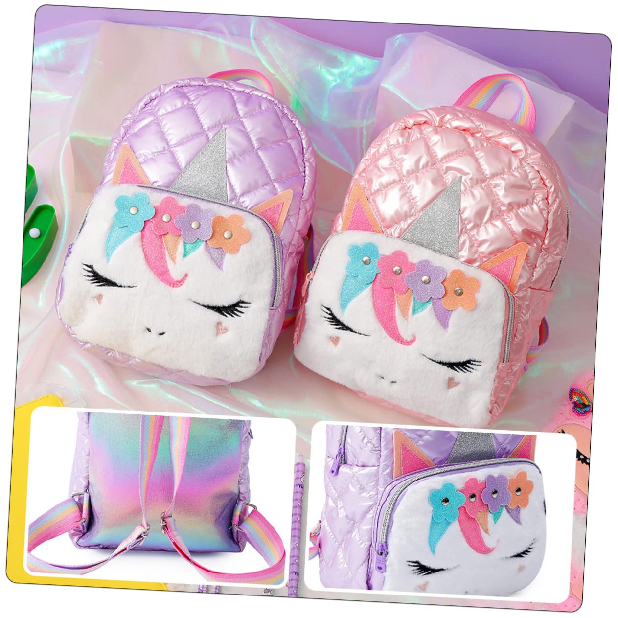 SHERCHPRY Mochila Escolar De Dibujos Animados Mochila De Peluche para Unicornio para Niña Mochila De Unicornio para Bolso De Hombro para Colegio