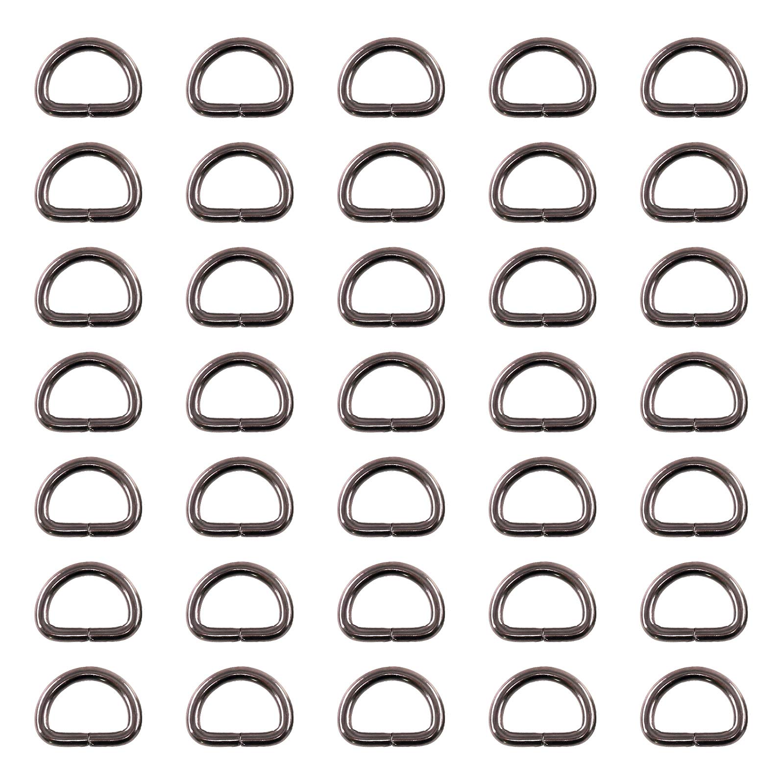 Swpeet 150Pcs 5/8 Inch - 15mm Black Multi-Purpose Metal D Ring Semi-Circular D Ring for Hardware Bags Ring Hand DIY Accessories (Gun-Black, 5/8 Inch)
