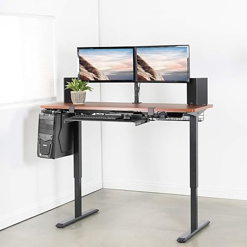 Miniatura 2 de VIVO - Escritorio eléctrico de altura ajustable color negro mesa de una sola pieza marco negro estación de trabajo de pie con elegante controlador