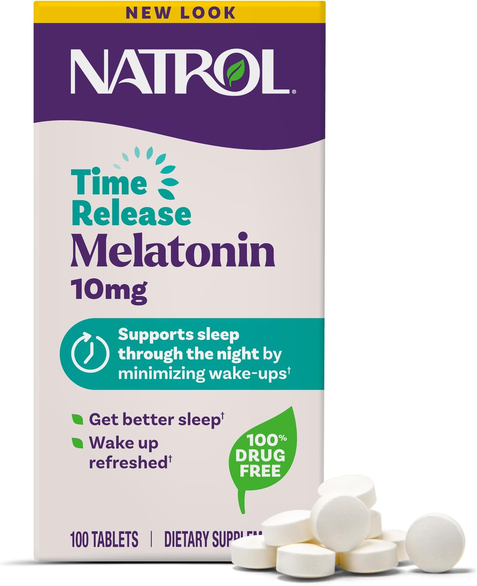 Melatonin 10mg Time Release Tablets, Sleep Dietary Supplement for Restful Sleep, 100 Melatonin Time Release Tablets, 100 Servings