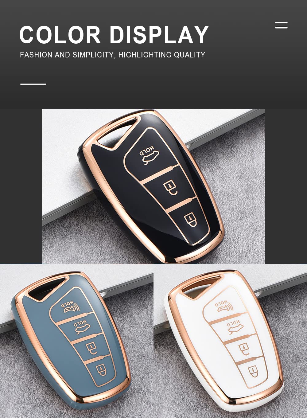 Custodia Portachiavi Auto In TPU Pelle Per Hyundai: Genesis, Santa Fe, Azera, Equus