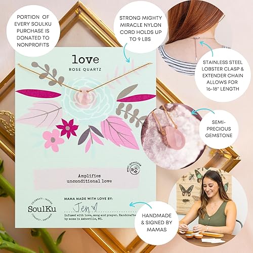 Miniatura 4 de SoulKu Handcrafted Necklace, Empowerment Jewelry With Healing Crystal, Inspirational Jewelry For Women, Mom & Sister Gifts, 2" Extender With Lobster