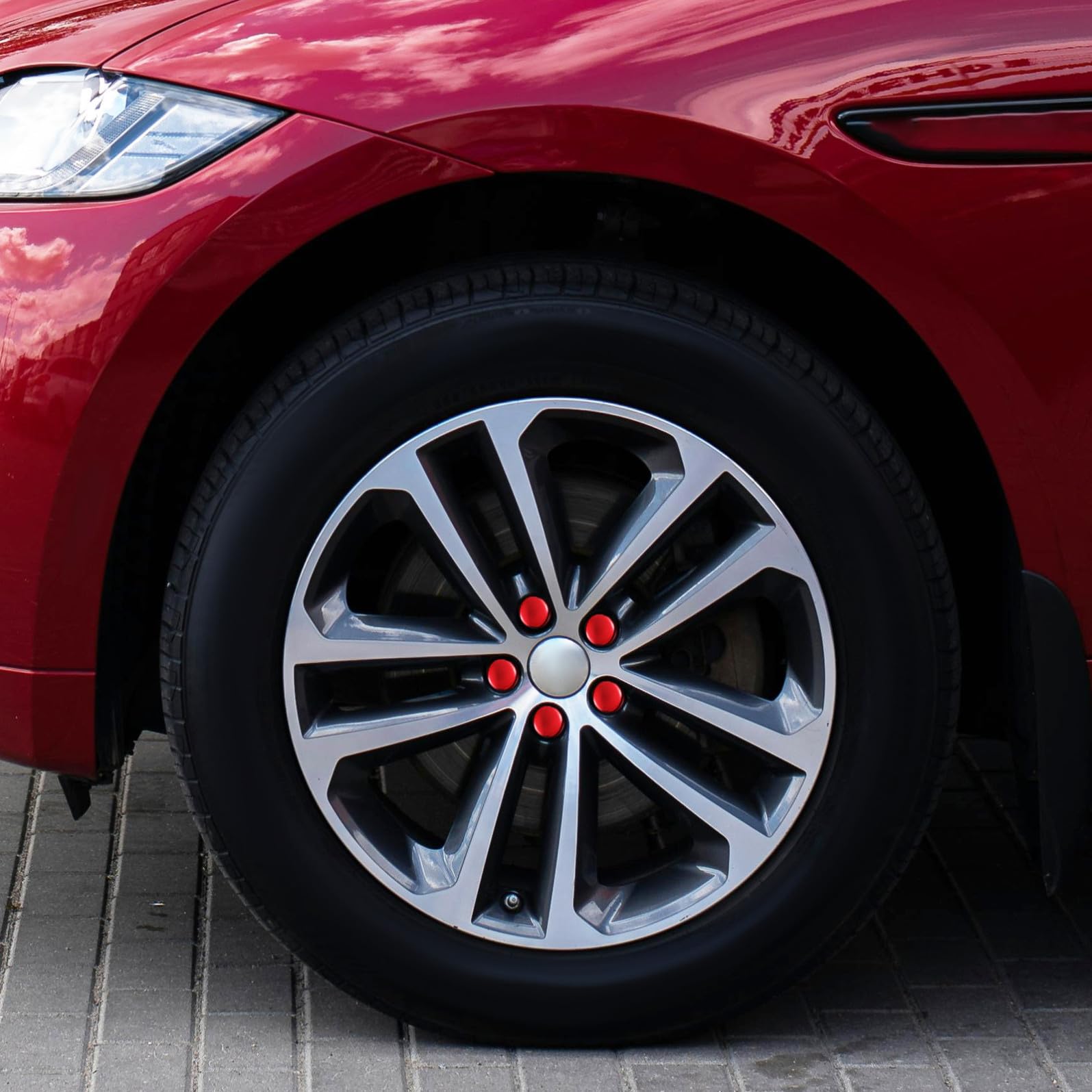 Cabilock Tuercas para Neumáticos de Coche 20p 12x1.5 Acero al Carbono Rojo