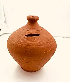 Clay Bank For Kids, Traditional Mitti Ka Gullak, Coin Saving Pot, Desi Handmade Mitti Gullak, Brown