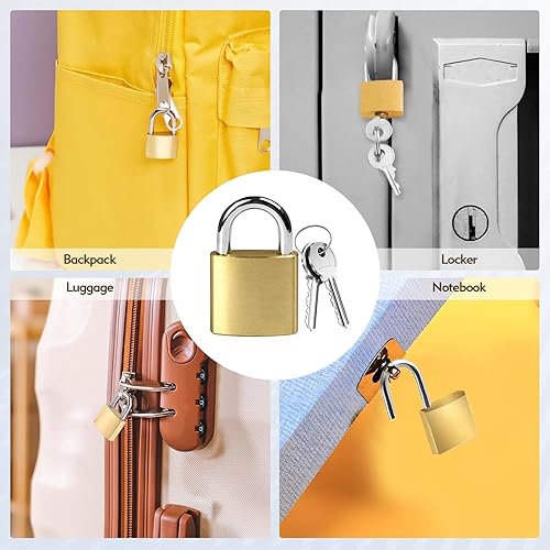 Miniatura 5 de 6 cerraduras de equipaje de cobre con llaves, cerraduras de metal con llave, cerradura de casillero de gimnasio escolar, cerradura de maleta