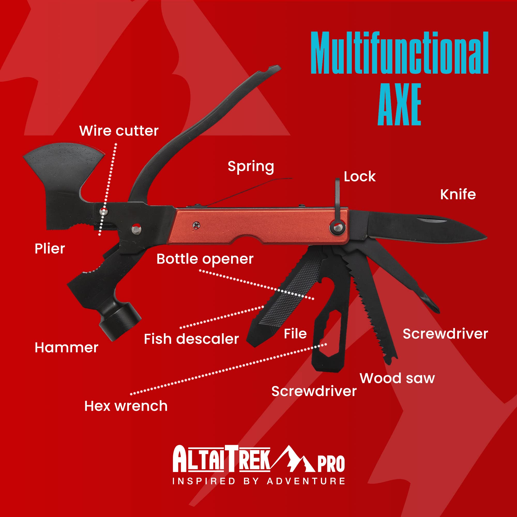 Kit Sopravvivenza con Coltello, Coperta Termica, acciarino, Penna Difesa Personale, Ascia Multifunzione | Per Campeggio, Soccorso | L'unico con Filtro Acqua Emergenza. Survival