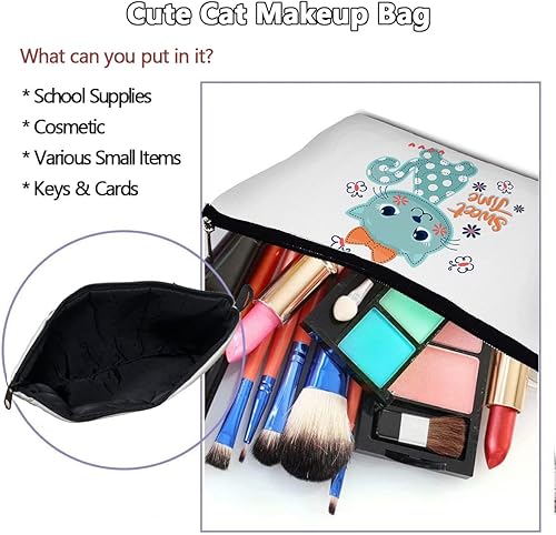 Miniatura 2 de Bolsa de maquillaje de viaje para gatos, lindo organizador de cosméticos de dibujos animados, divertidos regalos inspirados para adolescentes, hija,