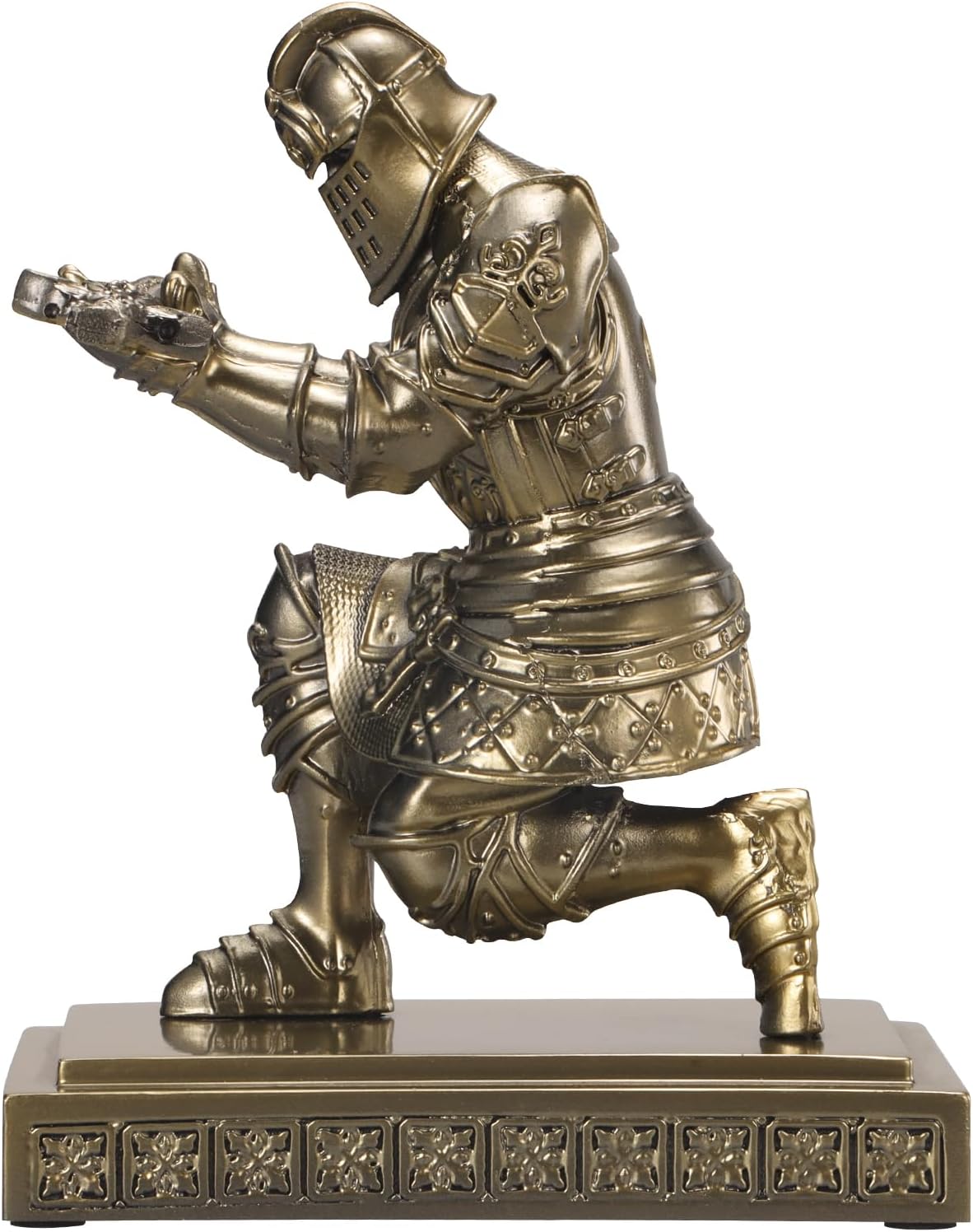 Knight Desk Decor for Men, Medieval Warrior Statue Pen Holder with Sword Letter Opener, Resin Office Ornament, Unique Gift for Dad Husband Boyfriend Boss