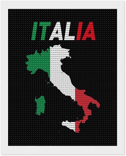 Miniatura 8 de Kit de pintura de diamantes de mapa de bandera de Italia, pintura de bricolaje, pintura de diamante, arte para decoración de pared del hogar