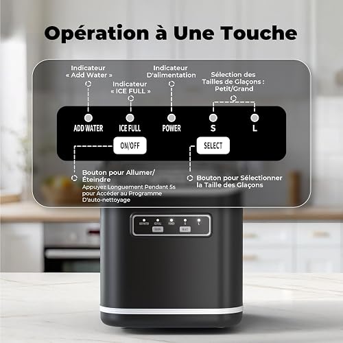 Acmeenjoy Macchina Ghiaccio Casa 12kg/24h, Autopulente 1,5L Ice Maker - 4