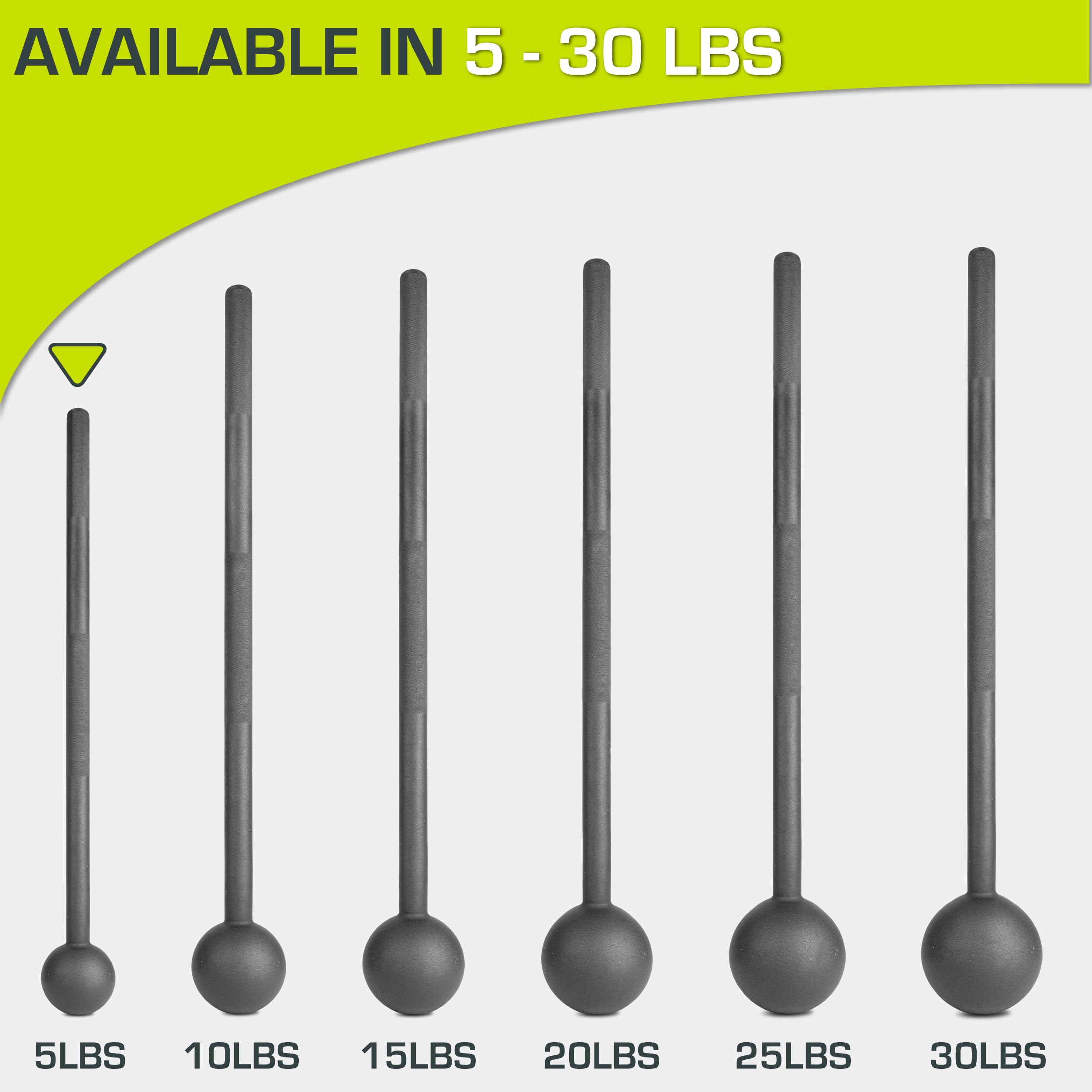 ProsourceFit Steel Macebell, Heavy Duty Steel Mace, Workout Mace with Non-Slip Grip for Gada, Strength and Core Training, 5lb