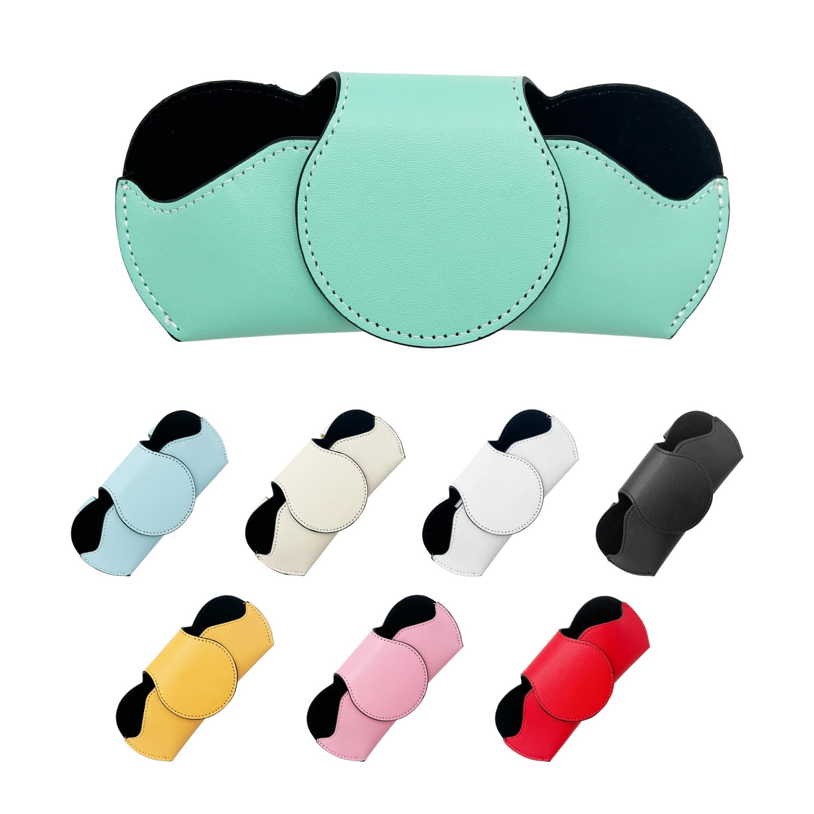 Yourkar Car Visor Sunglasses Holder, Automotive Magnetic Leather Glasses Case, Eyeglasses Holder Protective Clip for Most Cars Trucks SUVs, Universal Interior Car Accessories (Cyan)