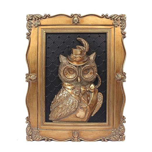Esvinte Animal Head Vintage Wall Sculpture Antique Wall Decor Hallway Art Statue for Living Room Office Bedroom Gallery,Handmade Gift Aesthetic Design(Detective Owl)