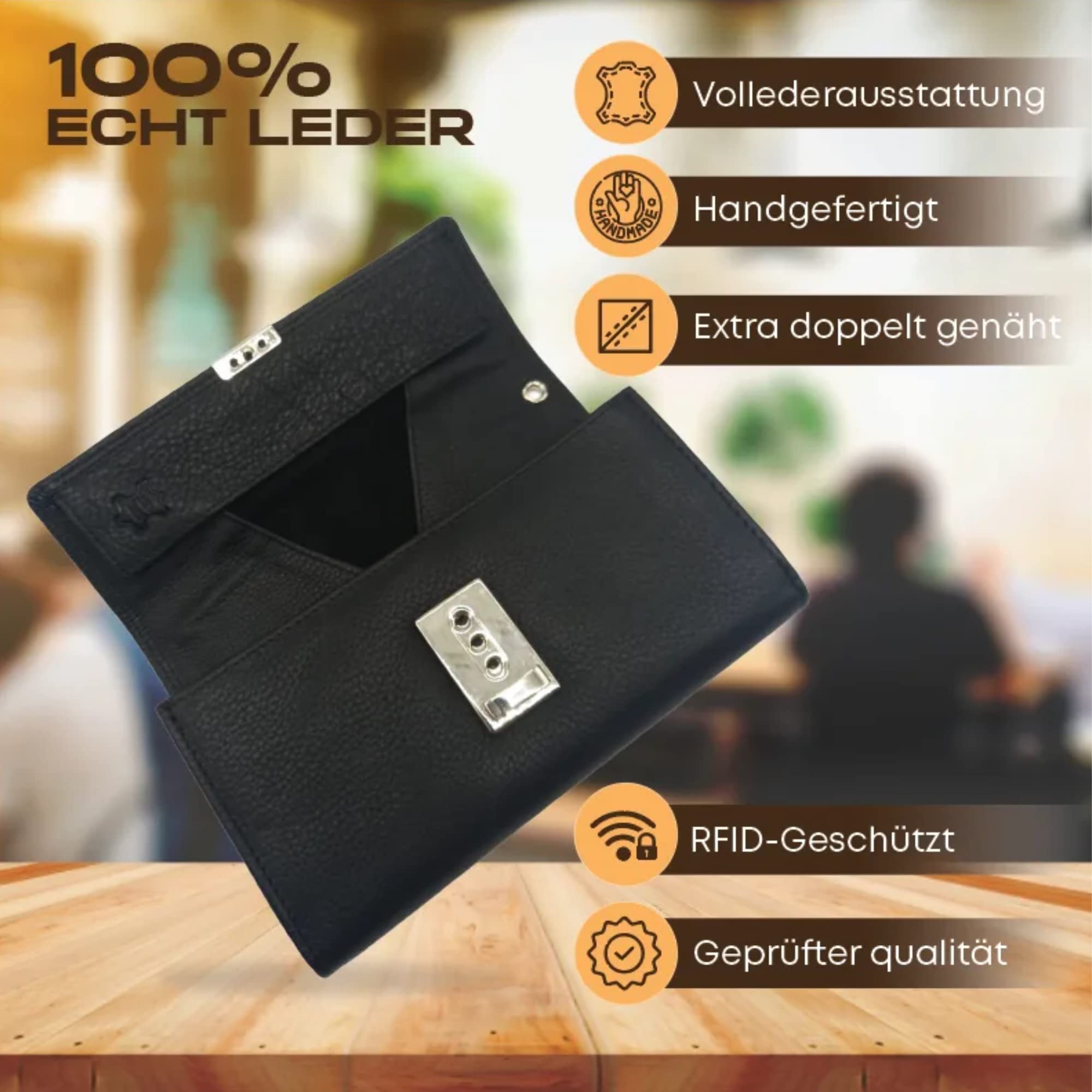 Cartera de camarero de alta calidad, 100 % piel de búfalo de agua, suave, protección RFID, cartera profesional de camarero, monedero negro, monedero para taxi, monedero unisex para camareros