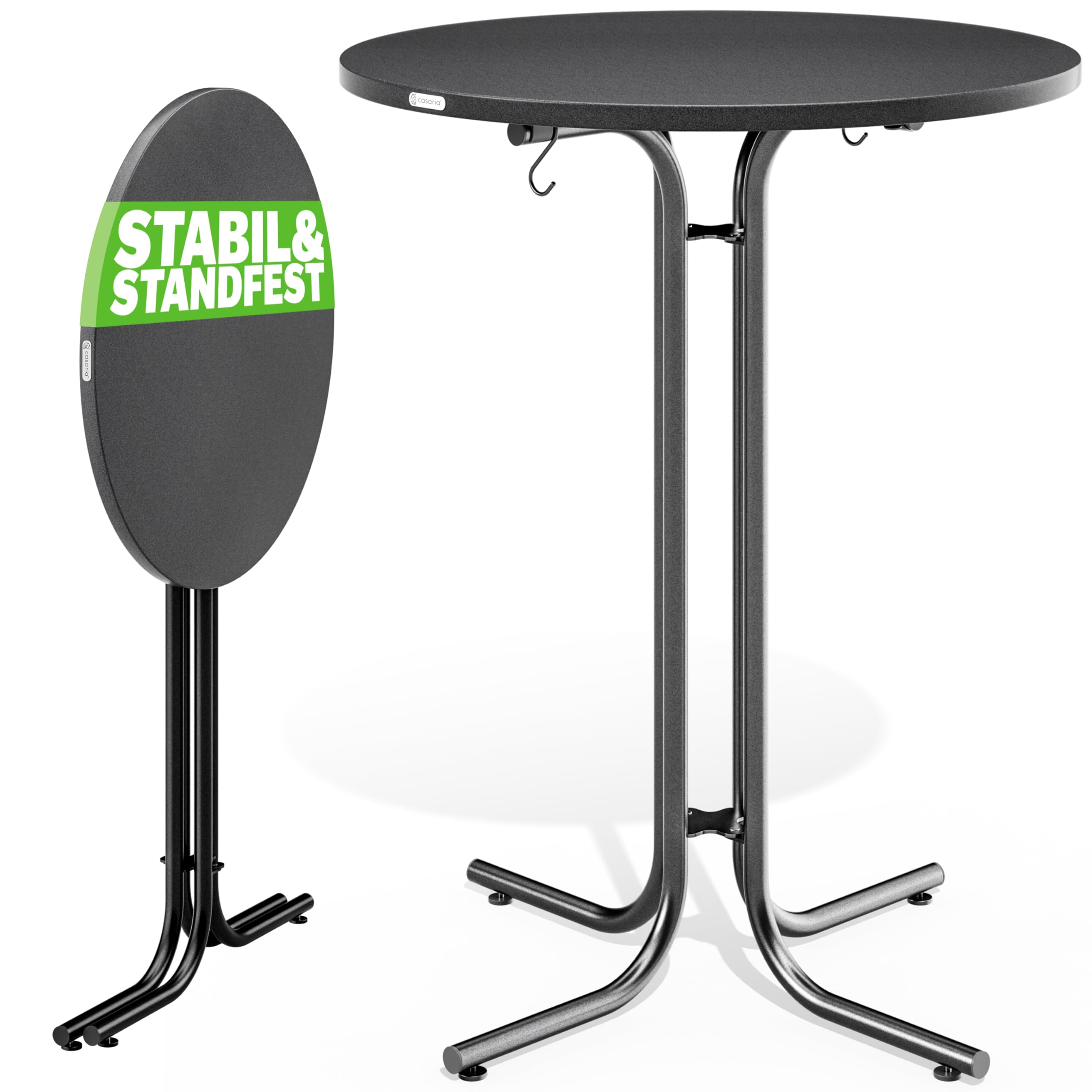 Casaria® Tavolo da Bar 70x110cm Pieghevole Rotondo Stabile Giardino Alto Bistrot Festa Tavolo da Birra Grigio