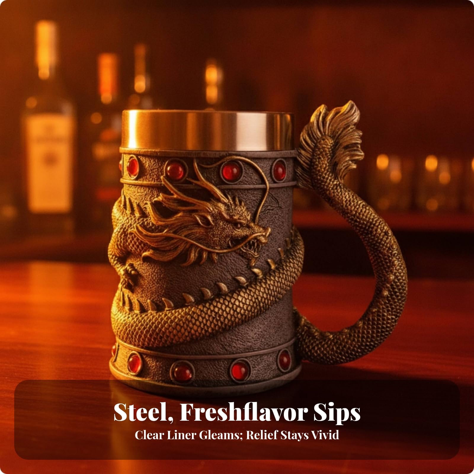 Dragón Gótico Retro, con Revestimiento Acero Inoxidable, Estable, para hogar, Rojo