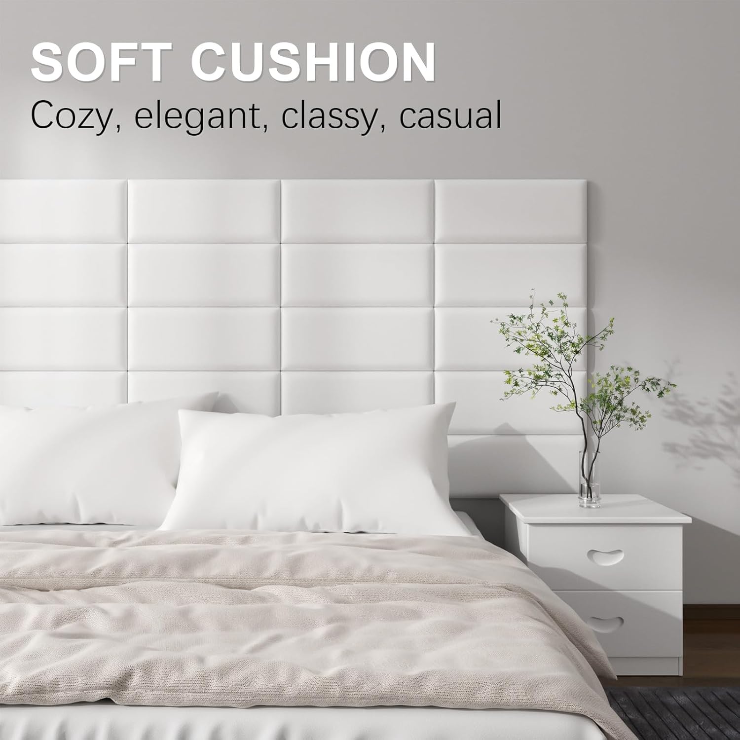 Headboards Wall Panel for Twin, Self-Adhesive 3D Wall Panels, Upholstered Wall Panel for Bedroom/Living Room (4 Pieces 9.84 in x 23.6 in)