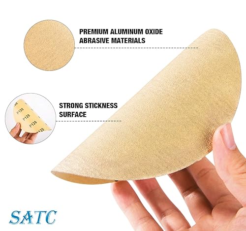 Miniatura 45 de S SATC 100 discos de lija PSA de 6 pulgadas, papel de lija con parte trasera adhesiva de grano 80 para taladro, papel de lija automotriz redondo