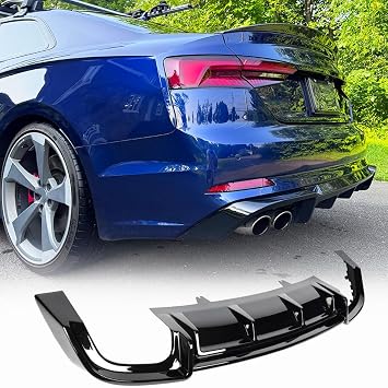 Gloss Black Rear Bumper Diffuser Fits for Audi S5 A5 B9 Sline Coupe Convertible Sportback 2Door 4Door 2017 2018 2019 Lower Bumper Lip Spoiler Body Kit Factory Outlet