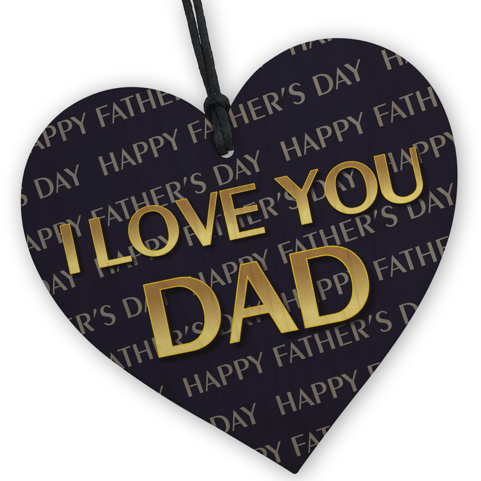 Red Ocean Happy Father's Day From Daughter Son, Wooden Hanging Heart Keepsake For Dad, Fathers Day For Him, Dad From Daughter