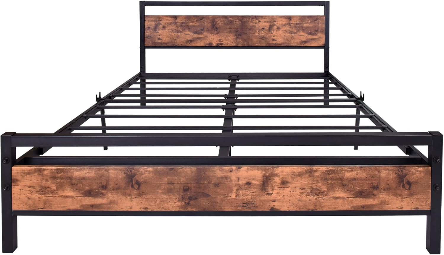 BOFENG Black Queen Size Bed Frames with Wood Headboard,Queen Bed Frame with Storage No Box Spring Needed,Metal Platform Bed Frame Queen Size Mattress Foundation,Strong Steel Slats,Noise Free,Brown - Image 6