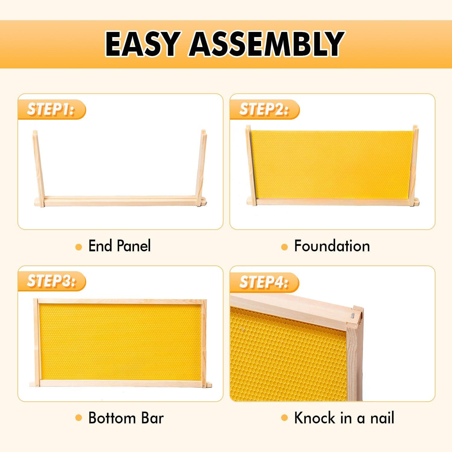 POLLIBEE Medium or Super Bee Hive Frames and Wax Foundations,10 Pack Honey Bee Frames with Beeswax Coated Food Grade Foundation Sheets, Beekeeping Supplies,6-1/4-Inch (Yellow) - Image 5