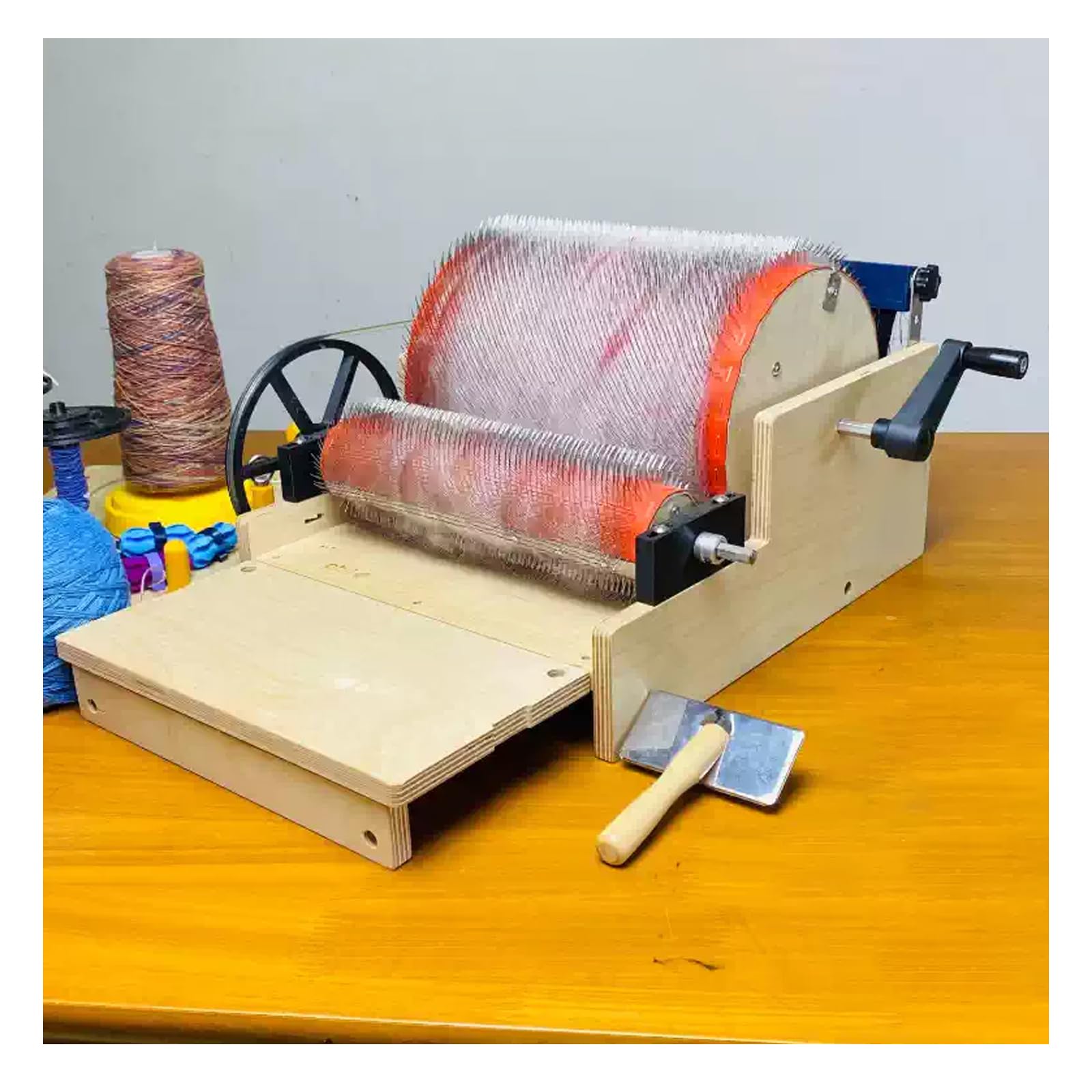 YSFHYAN Hand Crank Wool Combing Machine,Manual Drum Carder for Wool Carding,with a Comb Width of 24cm,Fast Color Mixing,Combing,Spinning,for Carding Wool Fibers and Making Felt Projects