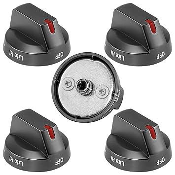MIFLUS Stove Knobs Replacements DG64-00473B Compatible with Sam Sung Gas Range Oven Stove-Black,Stainless(5packs)