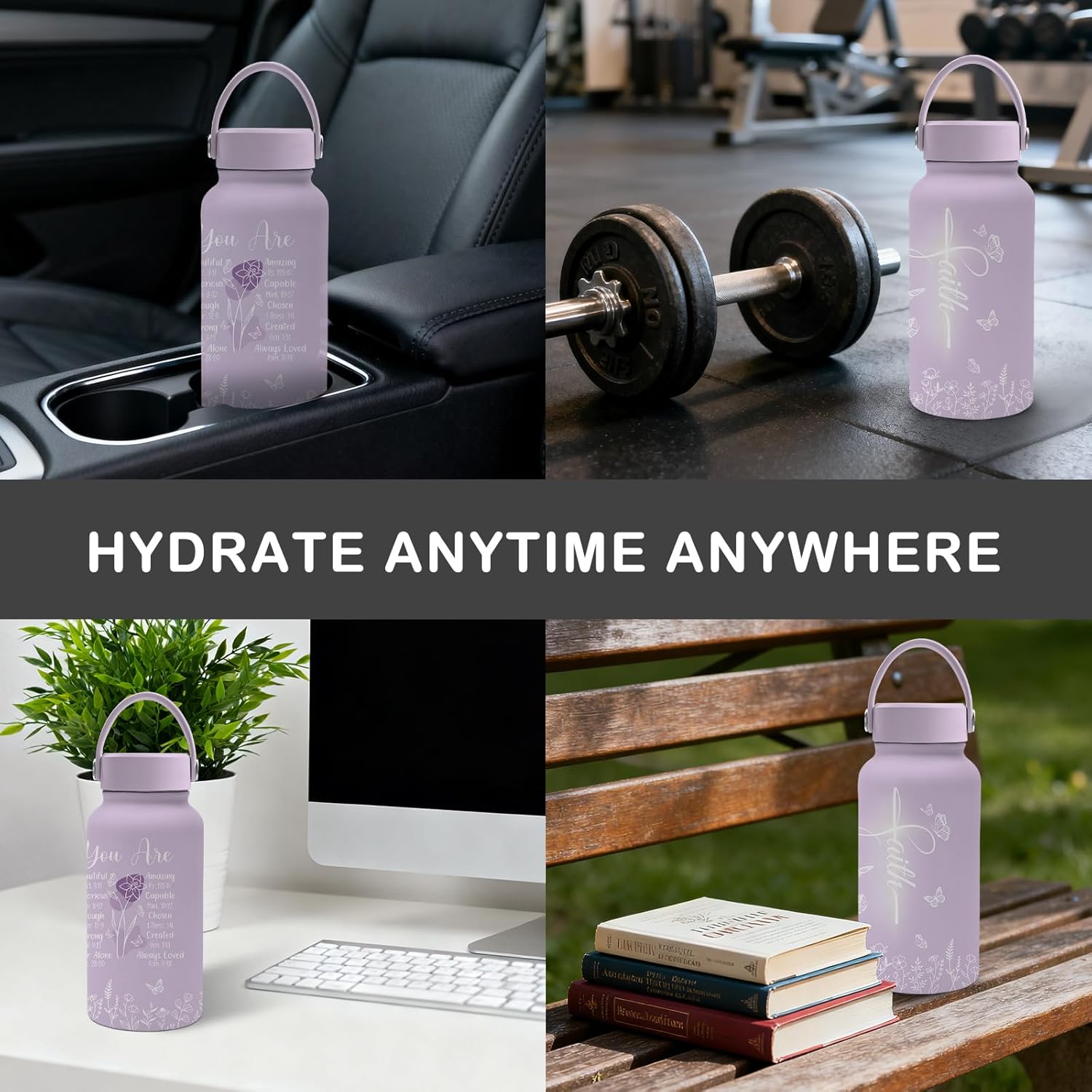 Christian Gifts for Women, 25 oz Stainless Steel Water Bottles with 2 Lids, Inspiration Religious Gifts for Mom Sisters Friends, Purple Cups for Travel Sports Outdoor - Image 8
