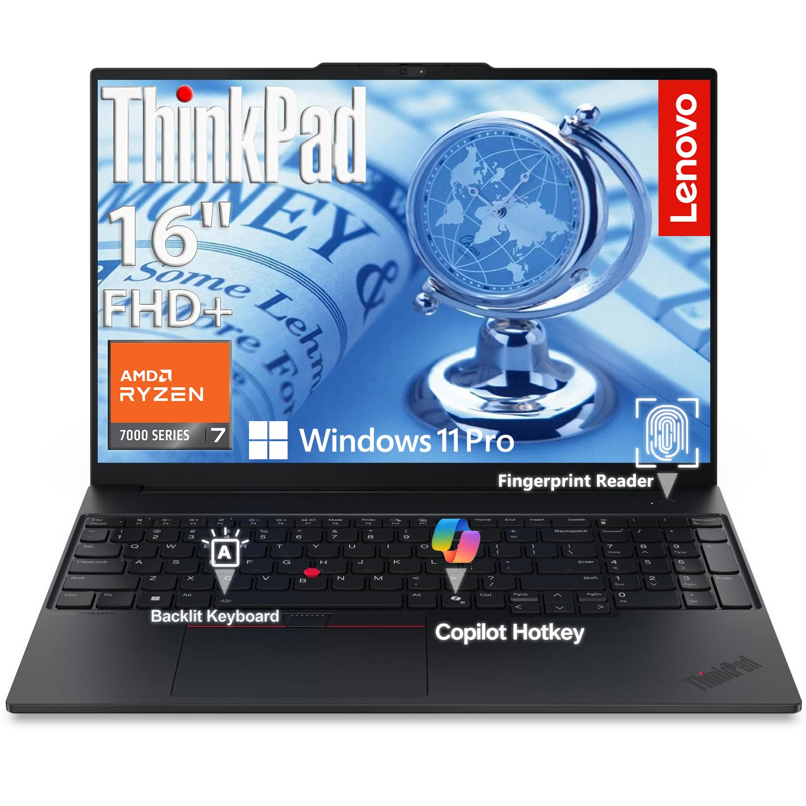 Lenovo ThinkPad E16 Gen 2 AMD Ryzen 7 7735HS 16 Laptop 16GB DDR5 512GB SSD | Office 365 16" WUXGA IPS Display WiFi 6E Fingerprint Reader Backlit Keyboard FHD Camera Windows 11 Pro Computer