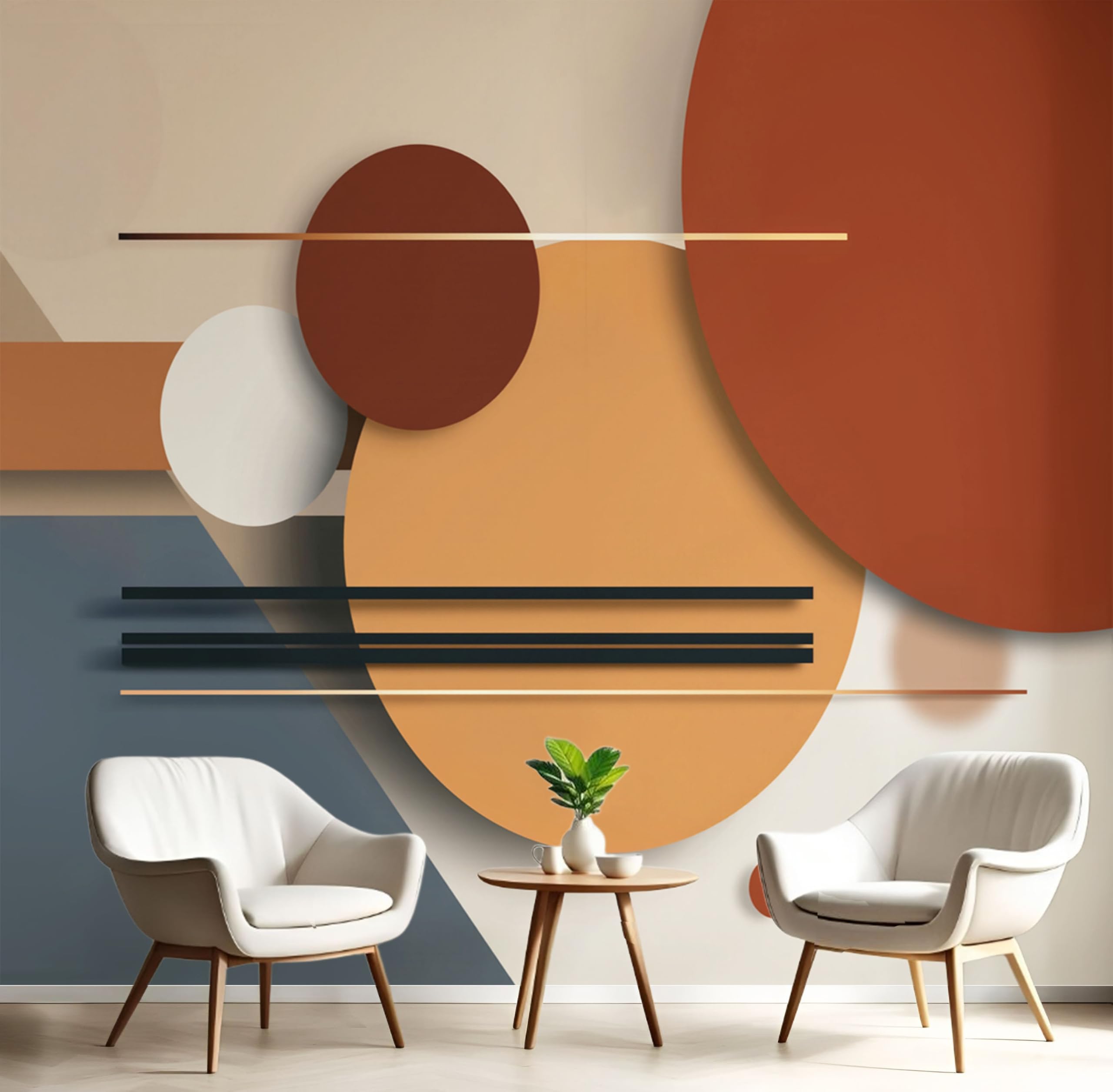 Papier peint panoramique géométrique 3D lignes modernes 250x175 poster décoration murale chambre
