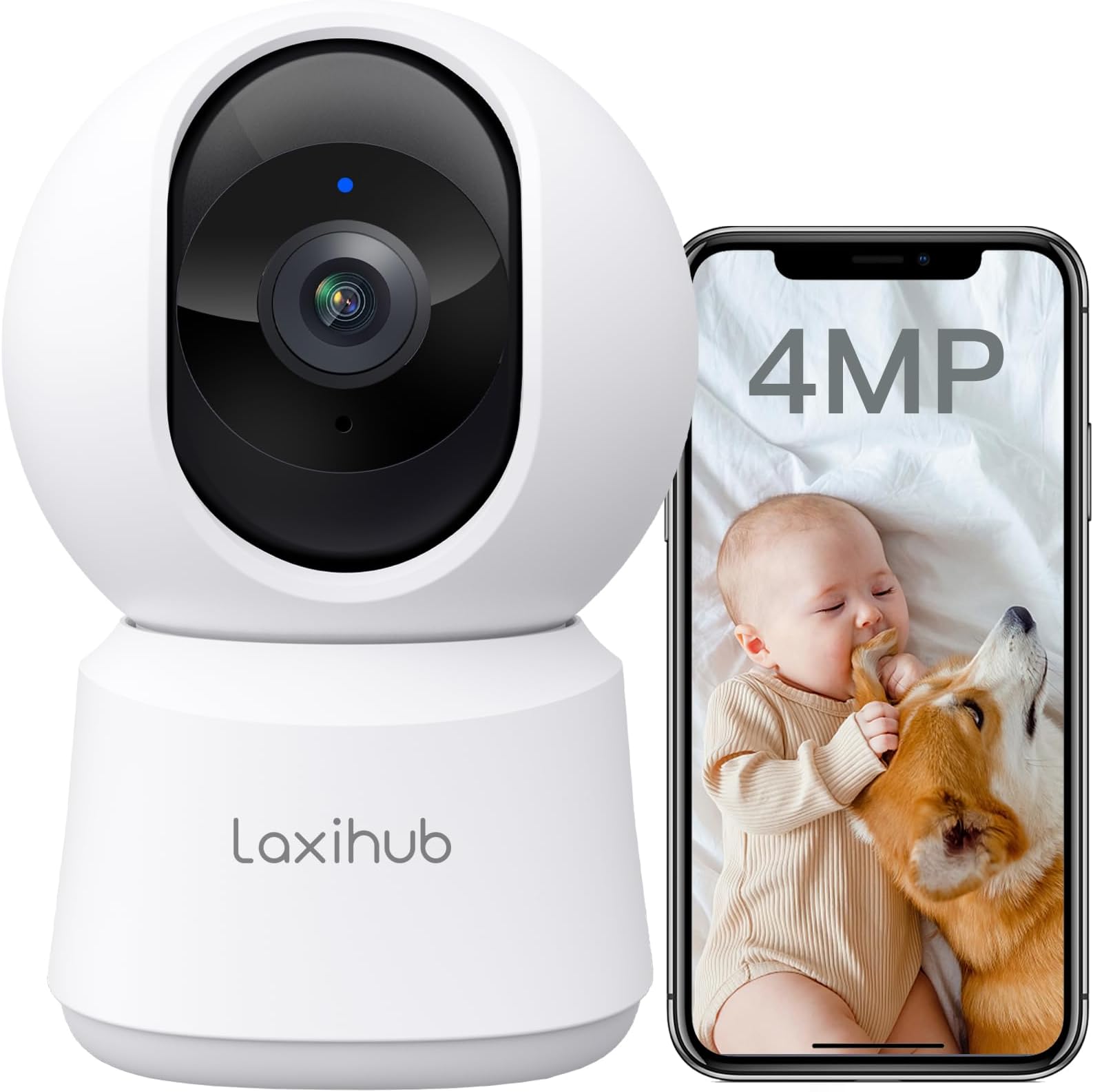 LAXIHUB 4MP Hundekamera mit App Überwachungskamera Innen Baby, 2.4G