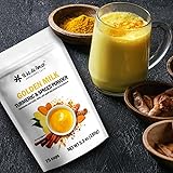 GOLDEN MILK TE HE DE AMAR / LECHE DORADA TURMERIC & SPICES. NET WT 5.3 oz (150g) -150 cups. Turmeric, Ginger, Cinnamon, Pepper, Clove, Nutmeg. 100% natural, pure, powdered, does not contain dairy bases, does not contain sugar. Vegan, gluten free, keto, non gmo, no caffeine.