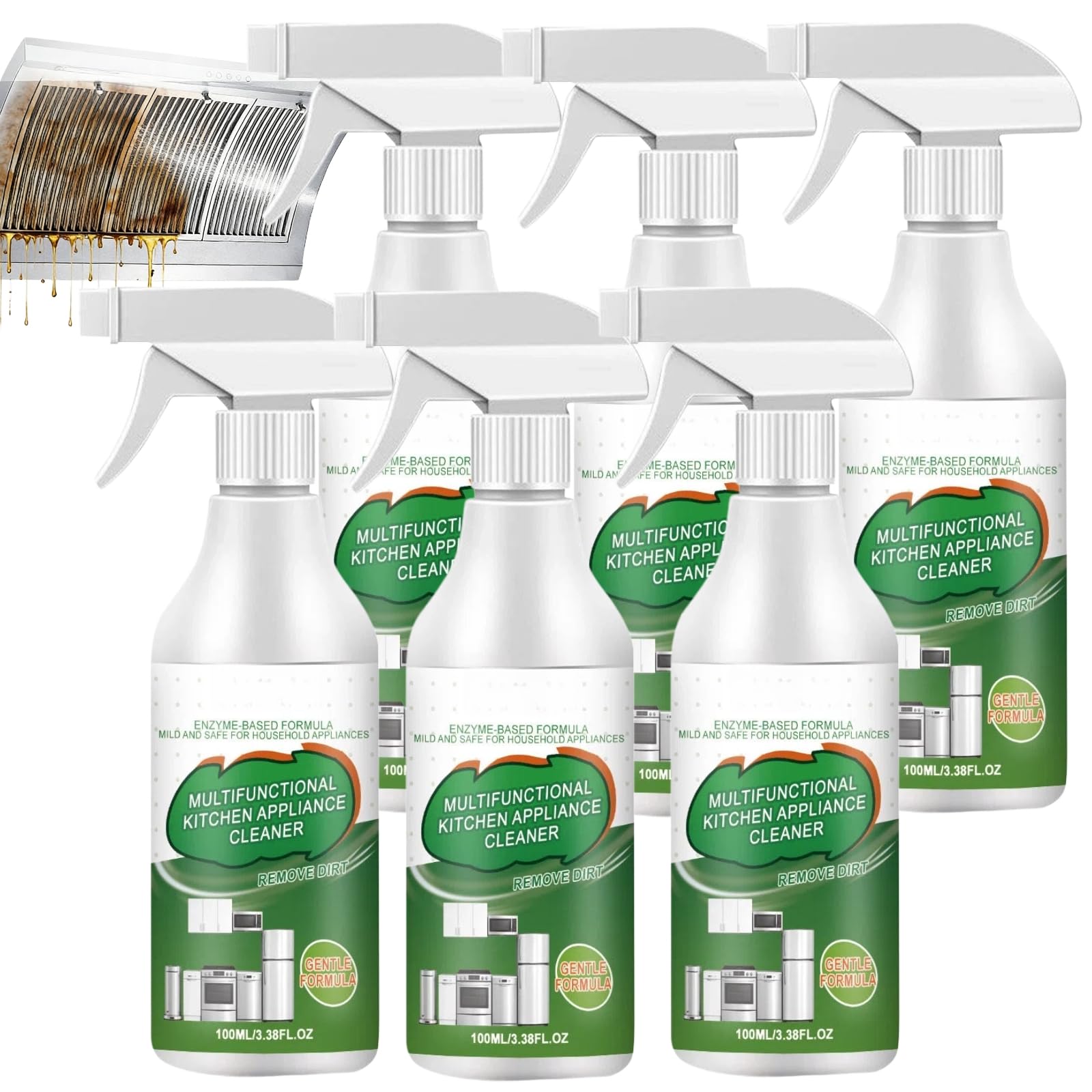 Hochwirksames Küchenöl-Entfernungsspray, Mehrzweck-Entfetter für Kochfelder und Dunstabzugshauben, entfernt hartnäckige Ölflecken in der Küche, schäumender Fleckenentferner für starke (6Stück)