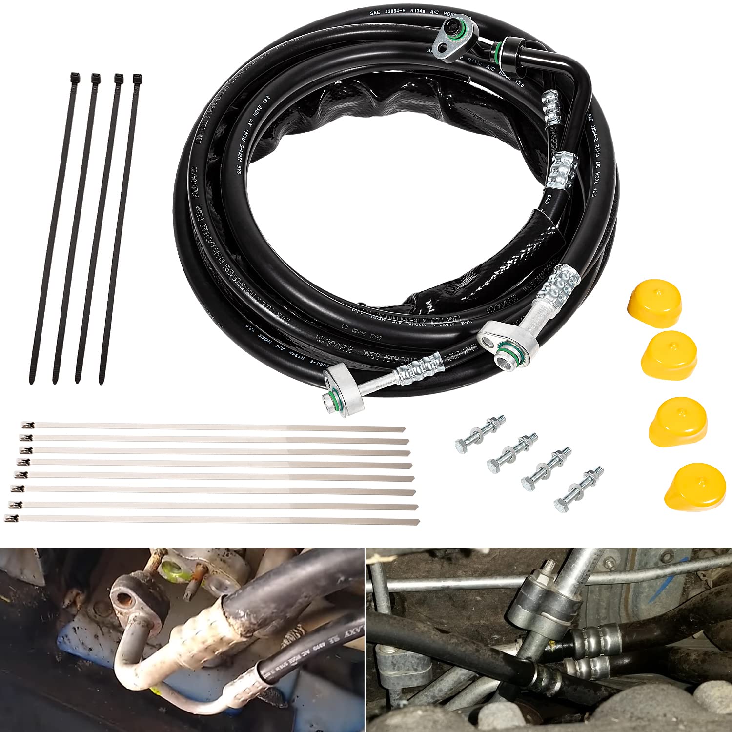 Buy Complete Rear AC Line Set Flexible AC Barrier Hose Fittings Replacement Part Kit Fit For