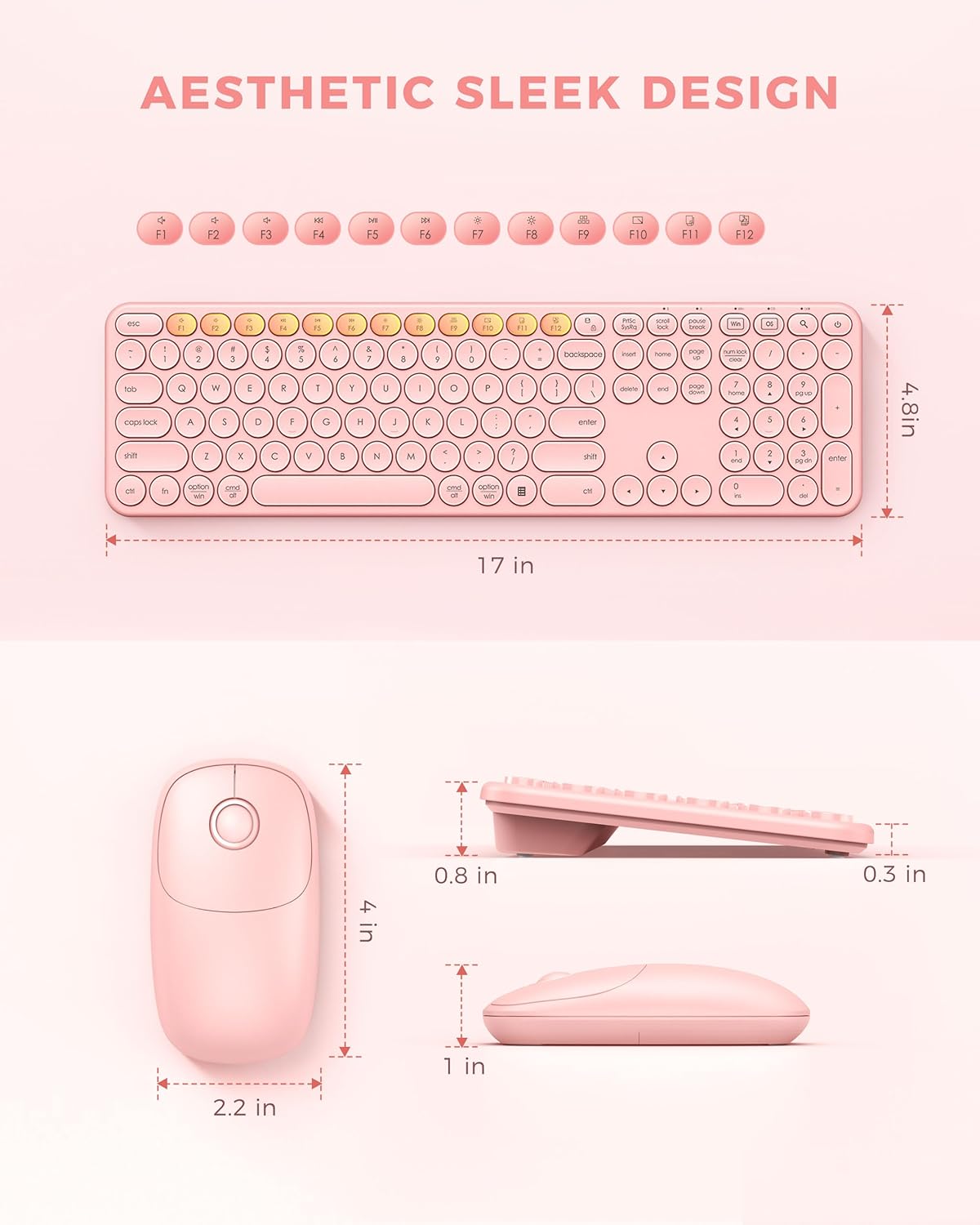 PEIOUS Keyboard Features: Round Key, Water-Drop Concave, Anti-Grease, Aesthetic
