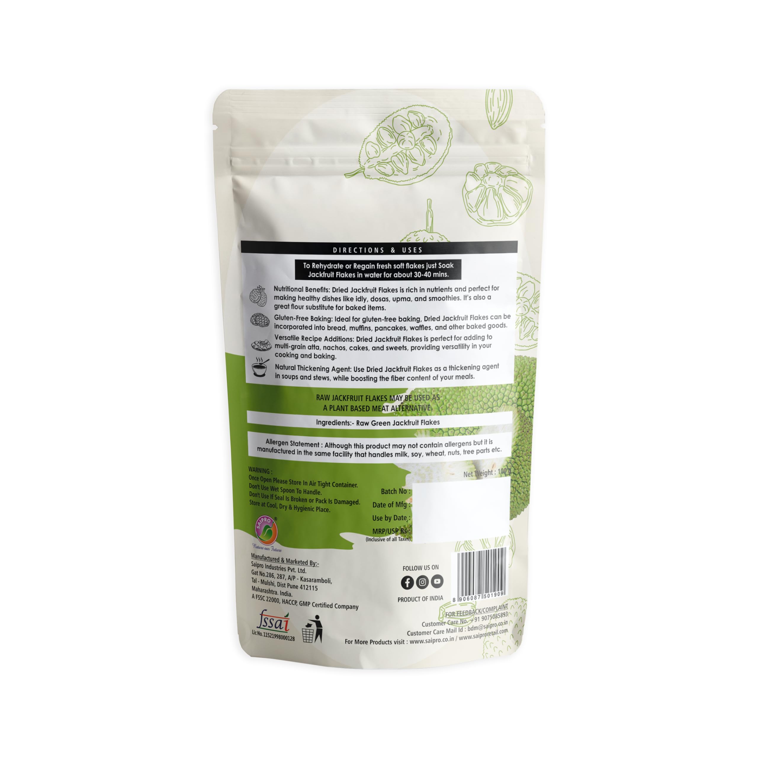 EATERY HARVEST by Saipro Raw Jackfruit Flakes, 100g, Katahal Gluten-Free No Added Sugar, Plant-Based Meat Substitute, Diabetic Friendly-Healthy Lifestyle Sourced from kerala- For jackfruit flour roti| Nachos| waffles |sweets|cake, No added preservatives - Image 2 thumbnail