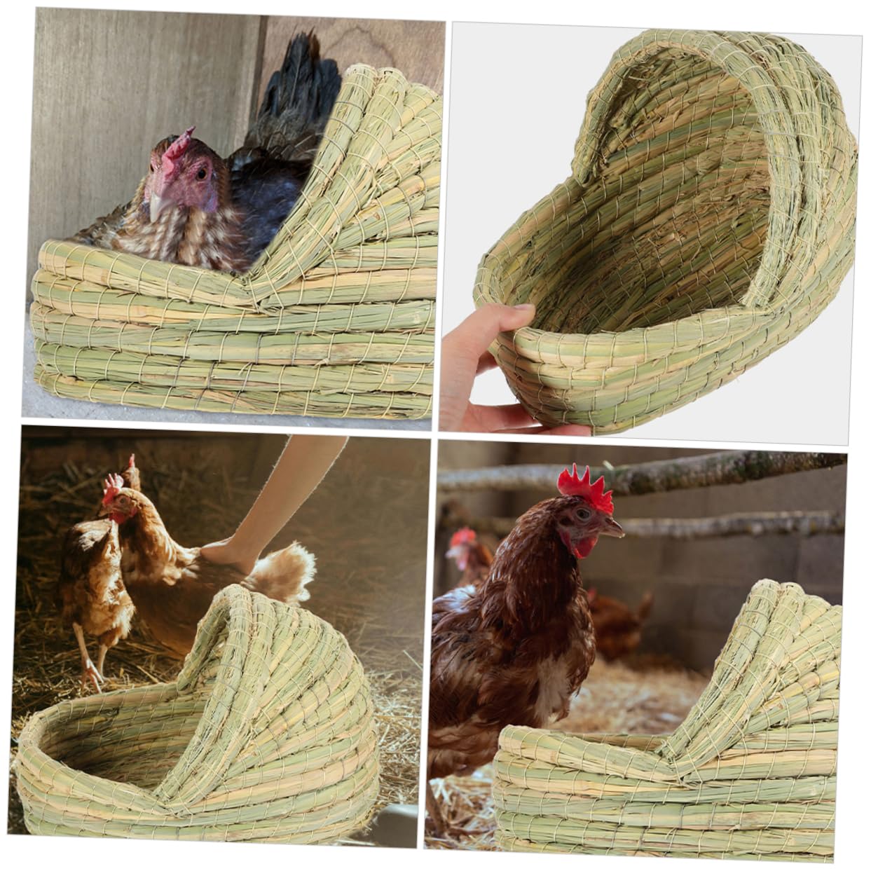 Nido per Galline a Forma di Pantofola in Paglia Intrecciata 2 Pezzi