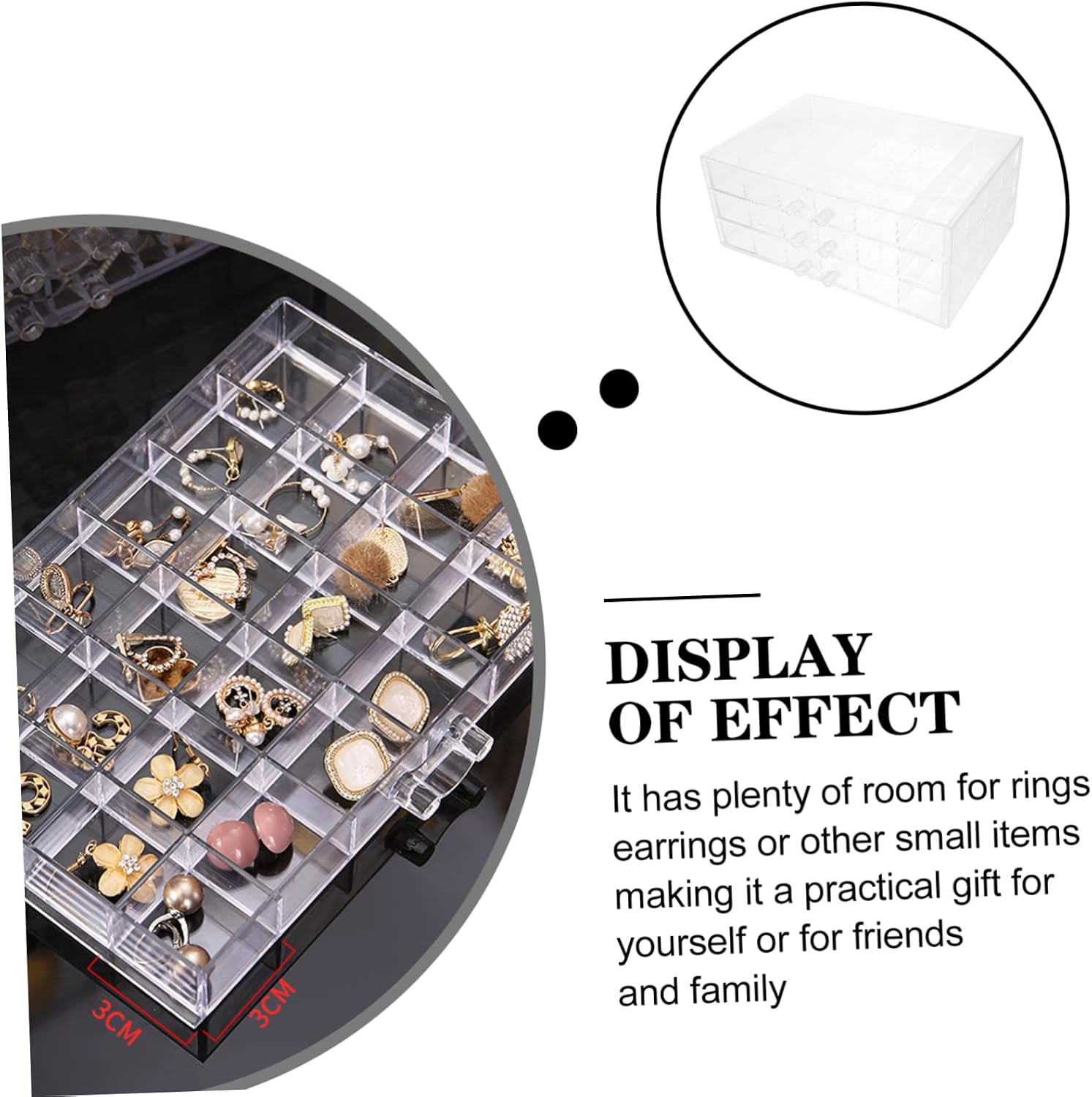 Plastic Jewelry Organizer Box with Compartments for Bracelets Necklaces