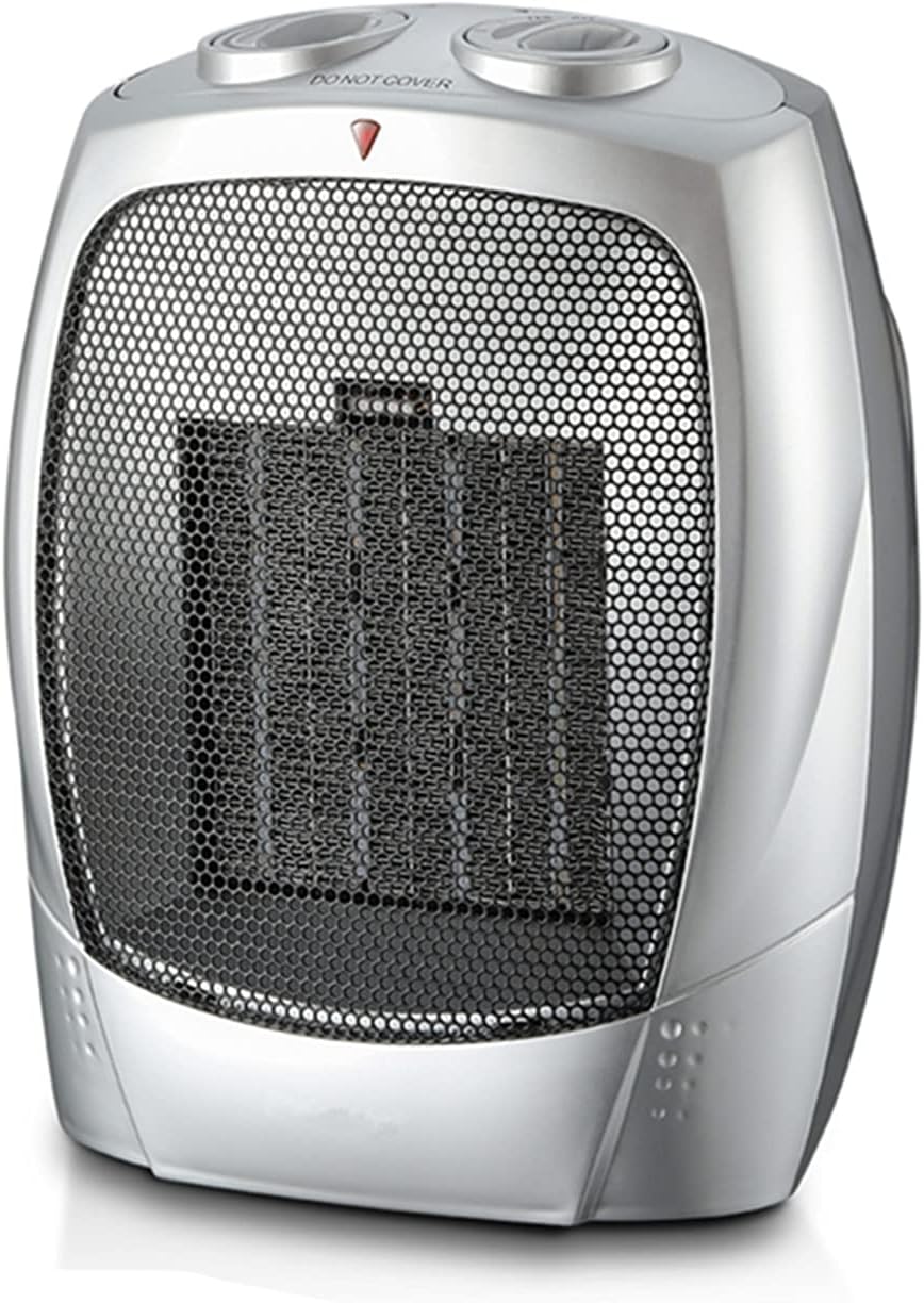 WARMTEC 1500W Portable Ceramic Space Heater with Adjustable Thermostat Small Tabletop/Floor Electric Heater (Silver)